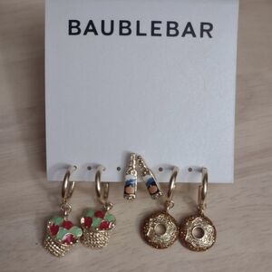 Baublebar Apple Basket Ginger Ale Donut Enamel Charm Gold Earrings Set Y2K